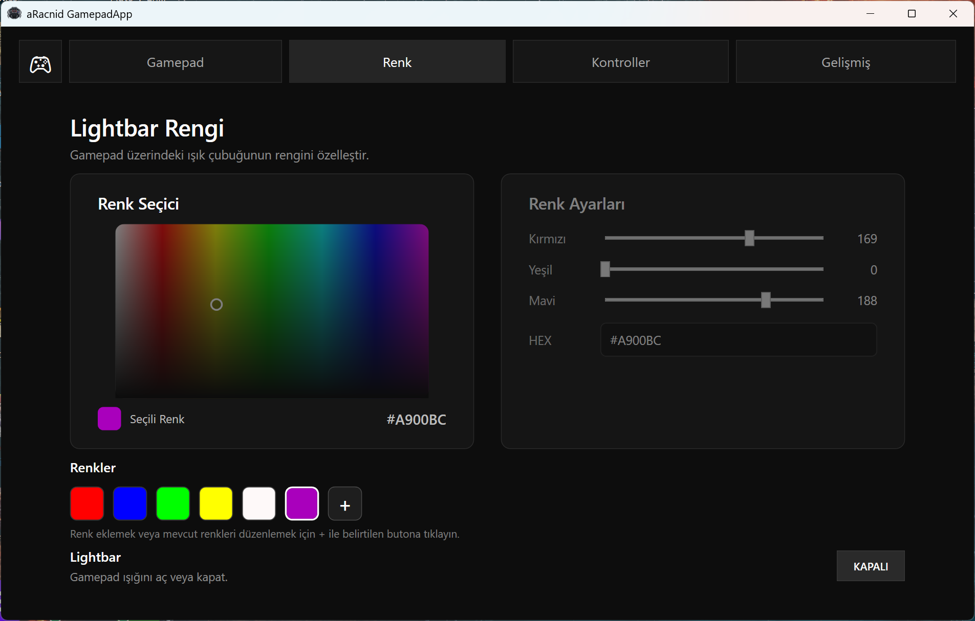 aRacnid Lightbar color customization